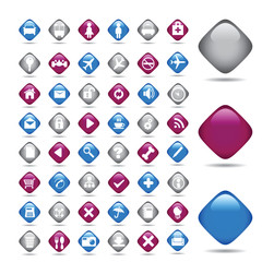 Transport vector icons set. Buttons