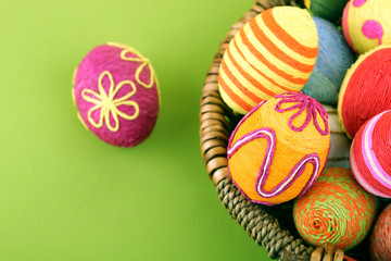 Easter eggs in basket