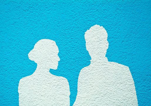 Silhouette von Mann und Frau