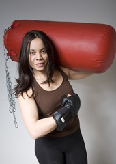 asian woman ready to train for boxing