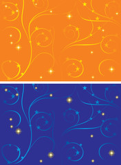 Abstract background with vegetative elements and stars