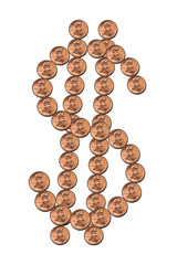 Symbol of dollar from coins