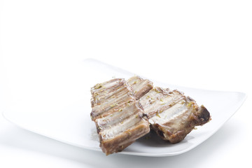 fresh american ribs oregano bbq sausace