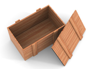 Open box on a white background. 3D image.
