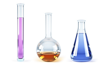 chemical flasks with reagents