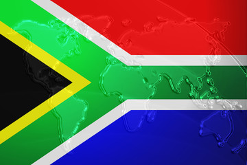 Flag of South Africa metallic map
