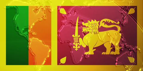 Flag of Sri Lanka metallic map