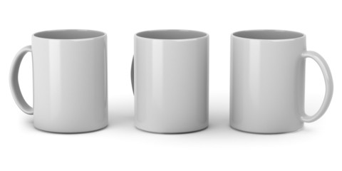 Three clean mugs for design preview