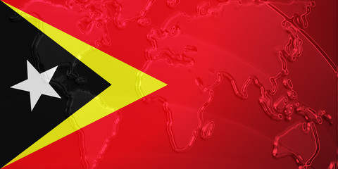 Flag of Timor-Leste metallic map