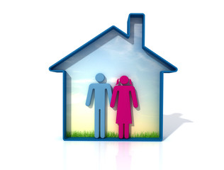 Conceptual:Couple in a ecological house