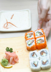 Roll on a wooden tray