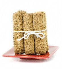 Bran biscuit - tied stack