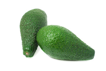Fresh avocados isolated on white background