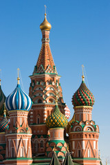 Fototapeta na wymiar Szefowie katedry Bazylego, Plac Czerwony, Moskwa, Rosja.