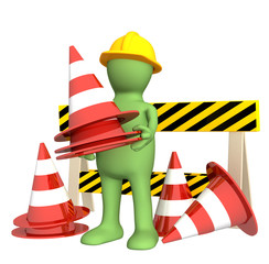 3d puppet with emergency cones