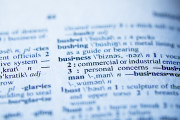 Definition of business in dictionary - selective focus