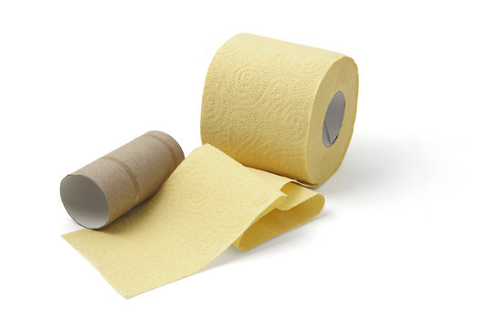 roll of yellow toilet paper
