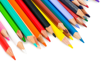 Various colour pencils isolated on the white