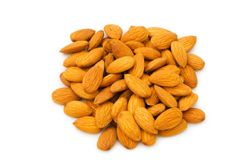 Fresh almonds isolated on the white background