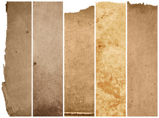 old paper textures isolated on white
