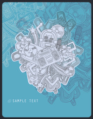 line drawing music composition with  music objects - vector