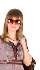 Naklejka premium Woman in sunglasses with bag