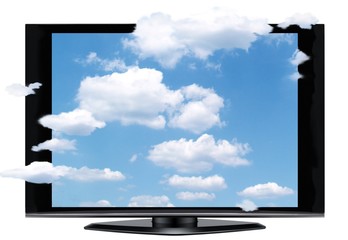 TV screen with clouds - obrazy, fototapety, plakaty