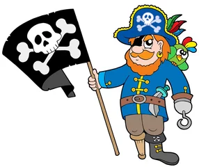 Stickers pour porte Pirates Pirate avec drapeau