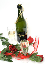 sekt mit romatischer dekoration