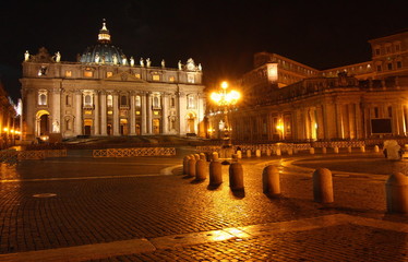 St. Peter´s basilica at night, Rome