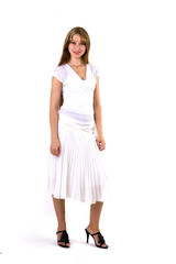 Beautiful girl in a white dress