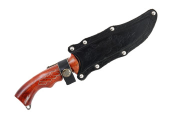 Hunting dagger in leather scabbard