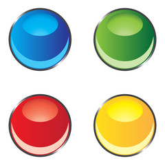 Four varicoloured buttons