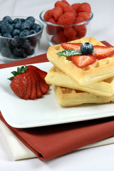 Waffles and berries
