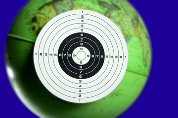 Green planet earth seen as a target