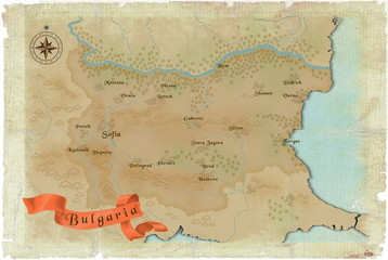A map of Bulgaria is in age-old style
