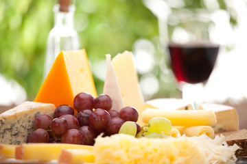 red grapes on cheese plate