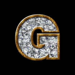 gold diamond font letter