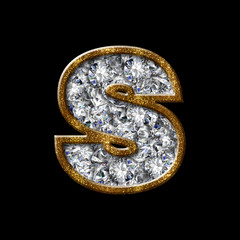 gold diamond font letter