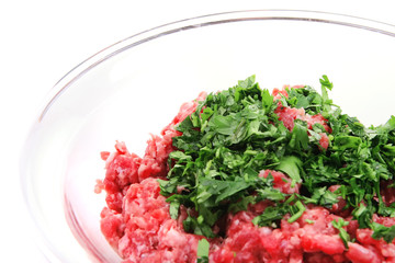 minced meat over white