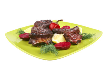 roast rib's on green dish