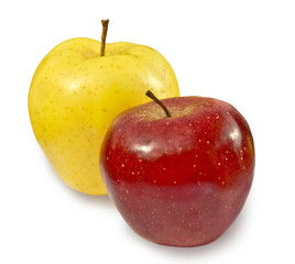 two apples on white