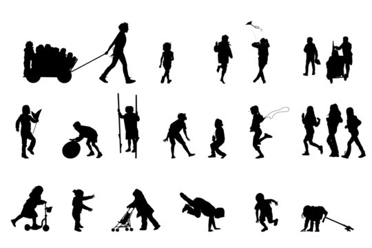 active kids, vector silhouette collection