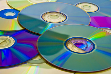 The heap of CD fnd DVD background