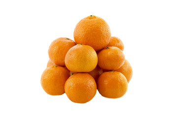 Heap of ripe fresh juicy tangerines isolated over white backgrou