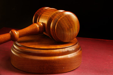closeup of a judges wooden court gavel