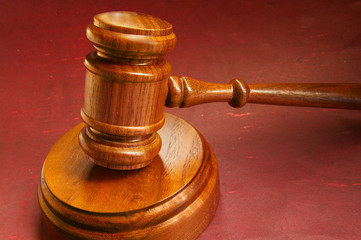 closeup of a judges wooden court gavel