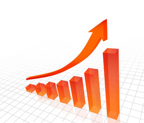 3D vector illustration of rising bar chart