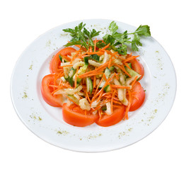 vegetable salad from tomato.Isolated