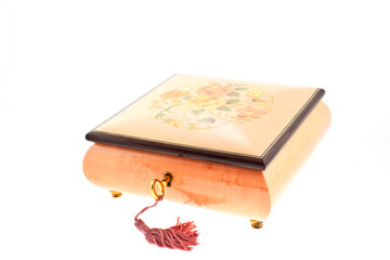 pink wood encrusted box for jewelry